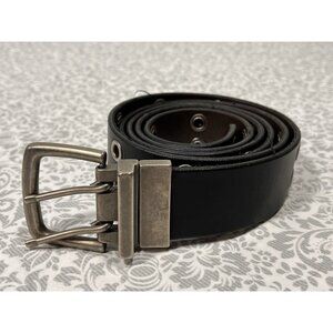 Men’s Black Double Prong Grommet Belt 3XL Bonded Leather 57” Heavy Duty